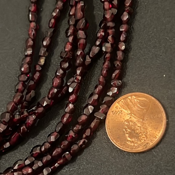 Antique 1800s Gold Victorian Bohemian Multi Strand Garnet Beaded Necklace - Picture 12 of 16